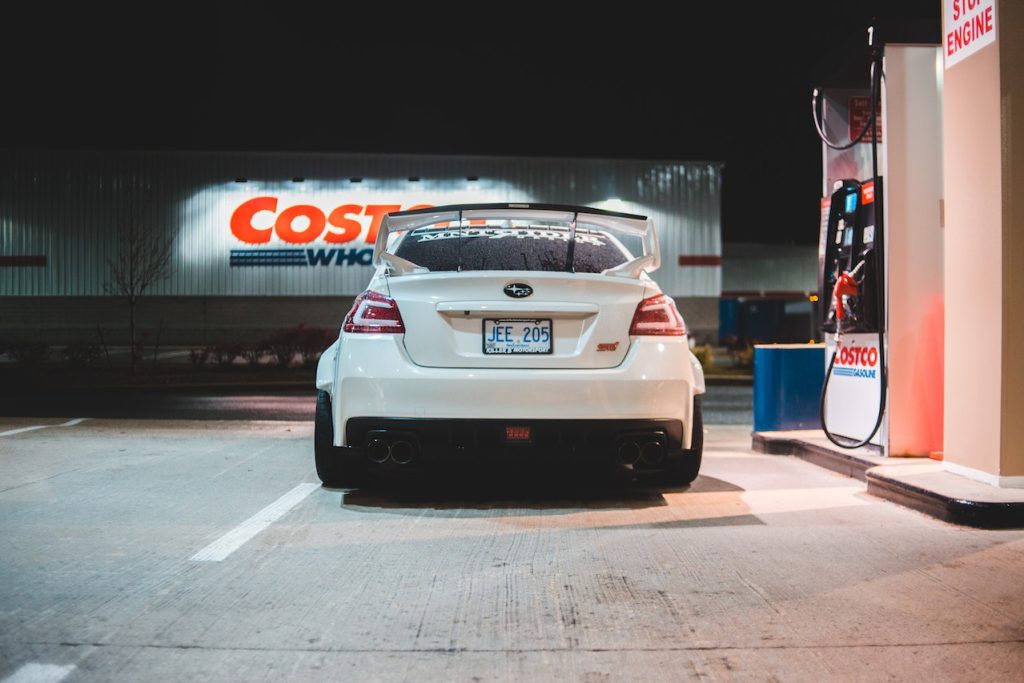 car at a gas station