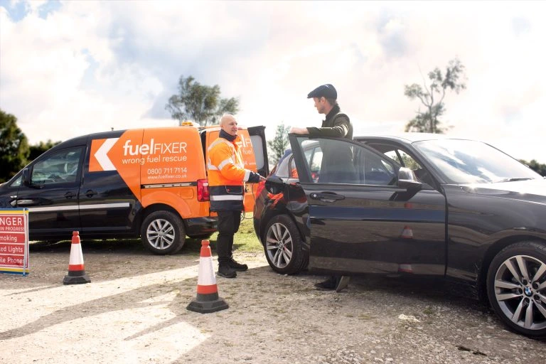 AdBlue and diesel being drained from a vehicle tank during a mobile callout